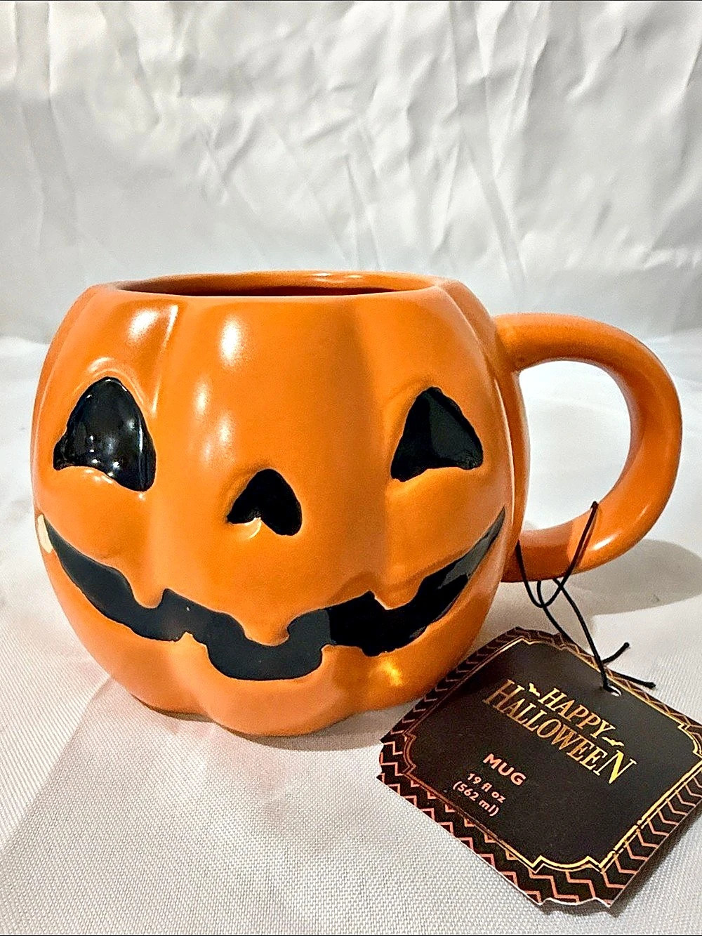 Global Design Connections Jack-O'-Lantern Pumpkin Figural Mug 19 oz Mug Orange &